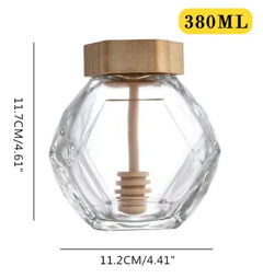 200/380ml Kitchen Honey Jar Storage Can Hexagonal Glass Honey Bottle